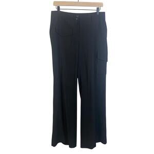 Body by Victoria Black Trouser Pant with Patch Pockets Wide Leg Sz 8 Careerwear